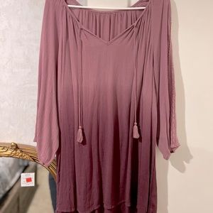 Purple oversized blouse.
